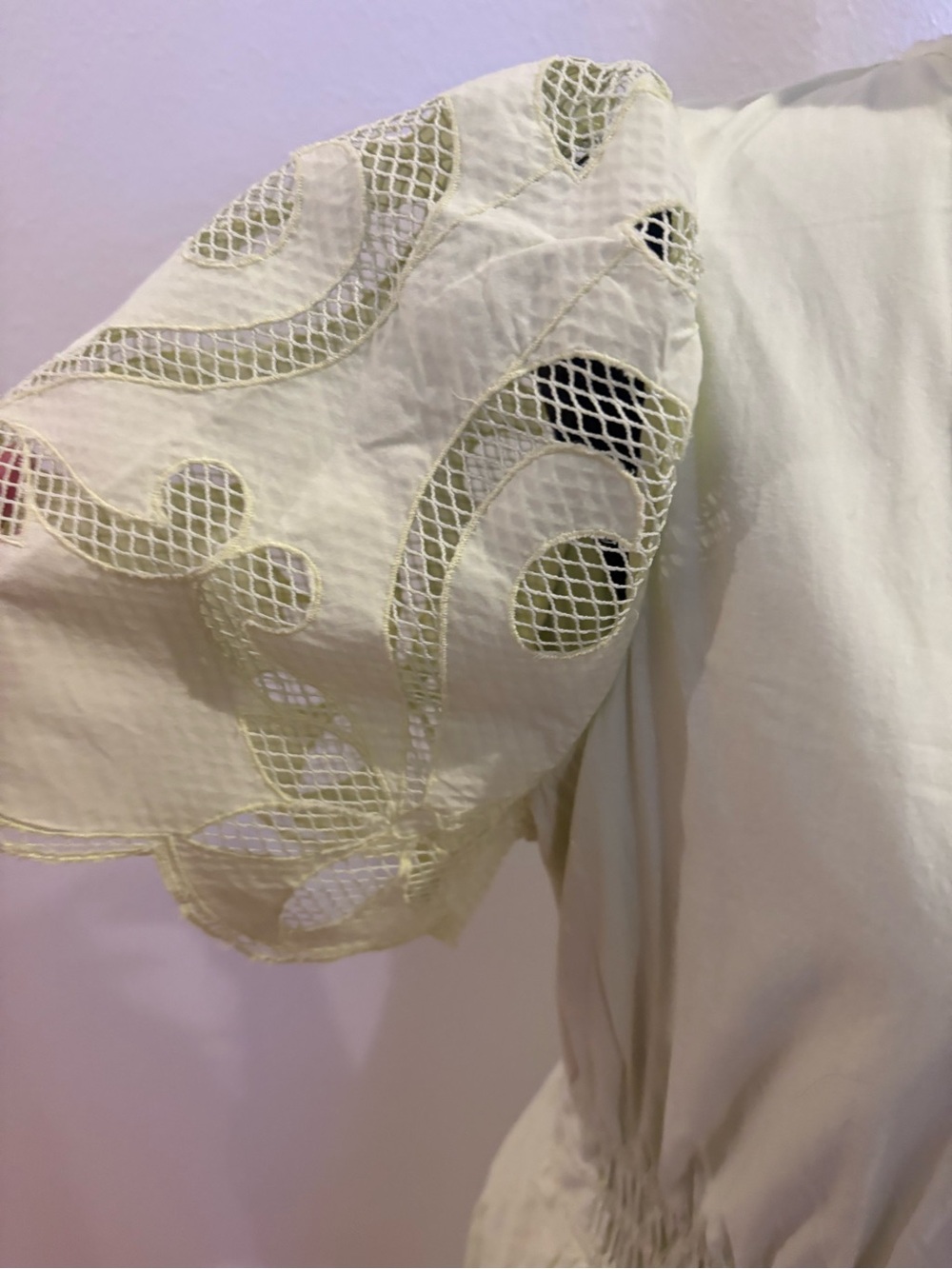 Anthropologie Lemon Green Eyelet Maxi Dress with Smocked Waist - Picture 4 of 6